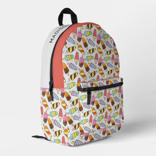 Eiscreme-Popsicles-Muster Bedruckter Rucksack (Rückseitige Ecke links)