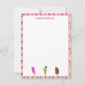 Eiscreme-Popsicles-Muster Personalisiert Mitteilungskarte (Vorderseite)