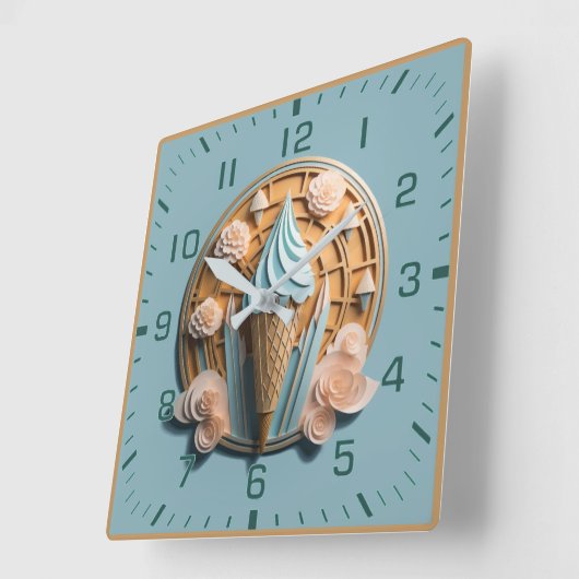 Eiscreme Quadratische Wanduhr (Winkel)