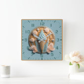 Eiscreme Quadratische Wanduhr (Zuhause)