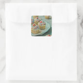 Eiscreme Quadratischer Aufkleber (Tasche)