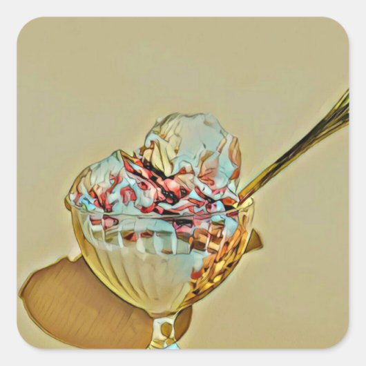Eiscreme Quadratischer Aufkleber (Vorderseite)