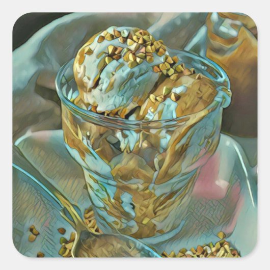 Eiscreme Quadratischer Aufkleber (Vorderseite)