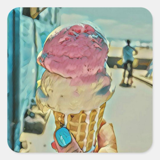 Eiscreme Quadratischer Aufkleber (Vorderseite)