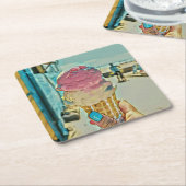 Eiscreme Rechteckiger Pappuntersetzer (angewinkelt)