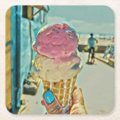 Eiscreme Rechteckiger Pappuntersetzer (Vorderseite)