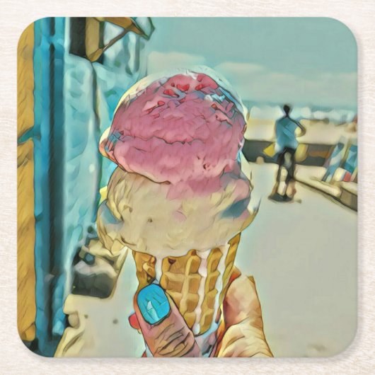 Eiscreme Rechteckiger Pappuntersetzer (Vorderseite)