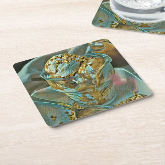 Eiscreme Rechteckiger Pappuntersetzer (angewinkelt)