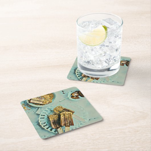 Eiscreme Rechteckiger Pappuntersetzer (Vor Ort)