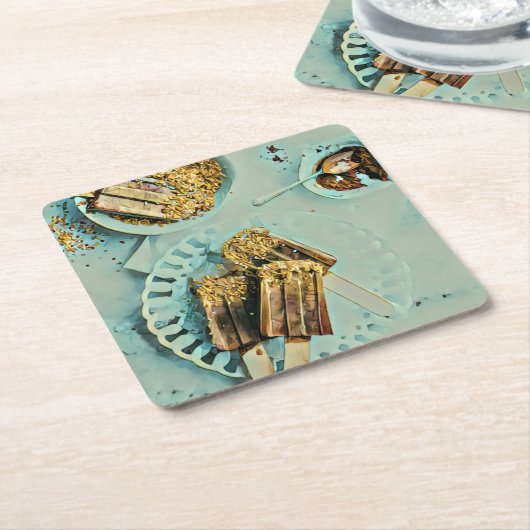 Eiscreme Rechteckiger Pappuntersetzer (angewinkelt)