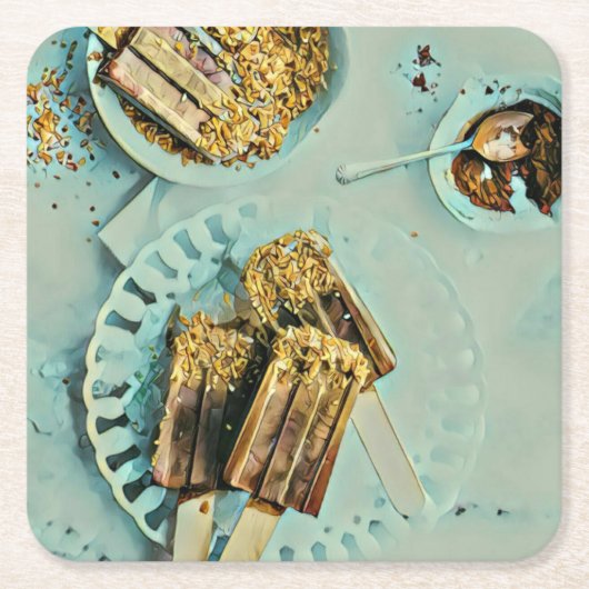 Eiscreme Rechteckiger Pappuntersetzer (Vorderseite)