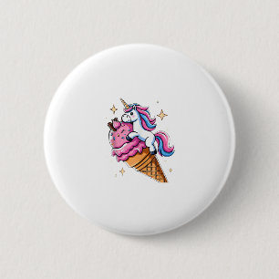 Eiscreme-Reiten-Einhorn Männer Frauen Kinder Junge Button