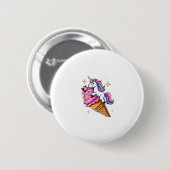 Eiscreme-Reiten-Einhorn Männer Frauen Kinder Junge Button (Vorne & Hinten)