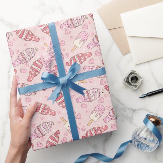 Eiscreme Retro Valentine's Wrapping Paper Geschenkpapier (Schenken)