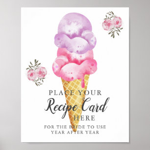 Eiscreme-Rezeptkarte Hier Zeichen Poster