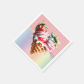 Eiscreme Rosa blaue Sundae Waffelkonen Herzkinder Serviette (Ecke)
