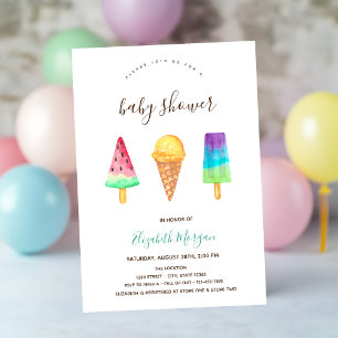 Eiscreme Rosa Gestreift Sommer Babyparty Einladung
