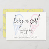 Eiscreme - Rosa und Blaues Geschlecht Einladung (Vorne/Hinten)