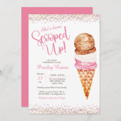 Eiscreme, rosa und weißes Brautparty Einladung (Vorne/Hinten)
