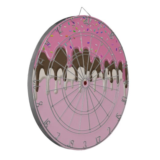 Eiscreme Rosa Zuckerguss Sprinklen Tropfen Dartscheibe (Vorderseite Links)