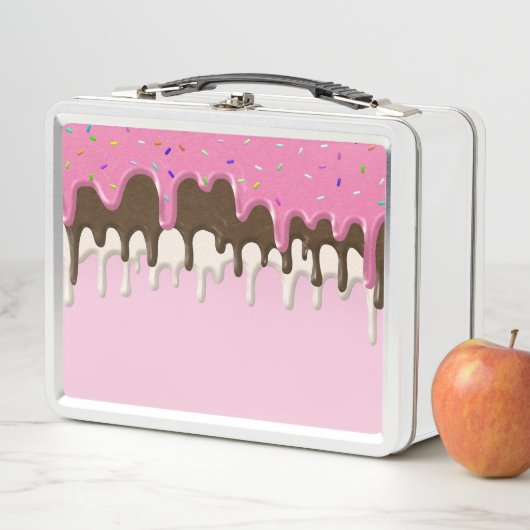 Eiscreme Rosa Zuckerguss Sprinklen Tropfen Metall Brotdose (Beispiel)