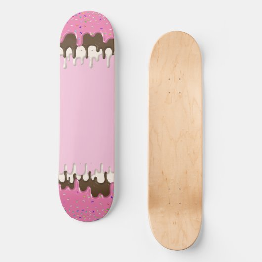 Eiscreme Rosa Zuckerguss Sprinklen Tropfen Skateboard (Vorderseite)