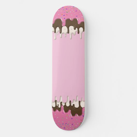 Eiscreme Rosa Zuckerguss Sprinklen Tropfen Skateboard (Vorderseite)