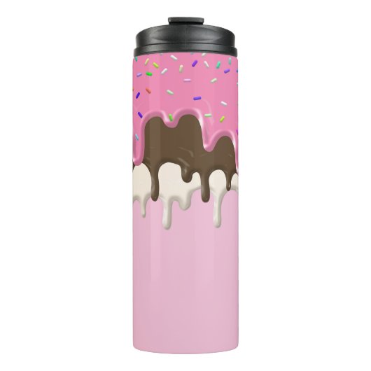 Eiscreme Rosa Zuckerguss Sprinklen Tropfen Thermosbecher (Vorderseite)