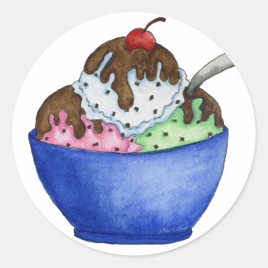 Eiscreme Runder Aufkleber (Vorderseite)