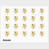 Eiscreme Runder Aufkleber (Blatt)