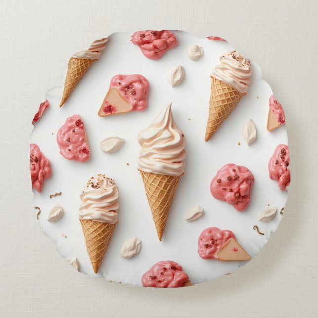 Eiscreme Rundes Kissen (Vorderseite)