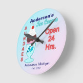 Eiscreme-Salon Sonntags Uhrenschilder Runde Wanduhr (Winkel)