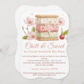 Eiscreme Sandwich Tag Wasserfarbe Einladung (Vorne/Hinten)
