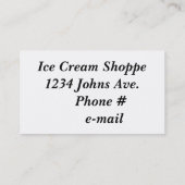 Eiscreme-Sandwich-Visitenkarte Visitenkarte (Rückseite)