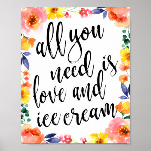 Eiscreme-Sation 8x10 Blumenzettel Poster