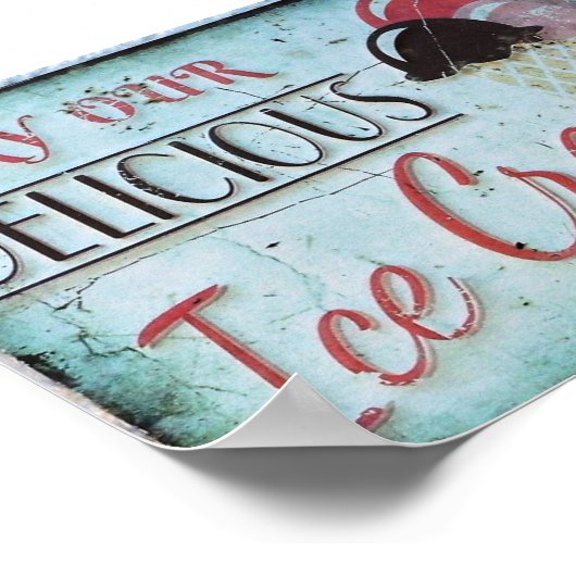 Eiscreme-Schild Antik-Replik Poster (Ecke)