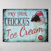 Eiscreme-Schild Antik-Replik Poster (Vorne)