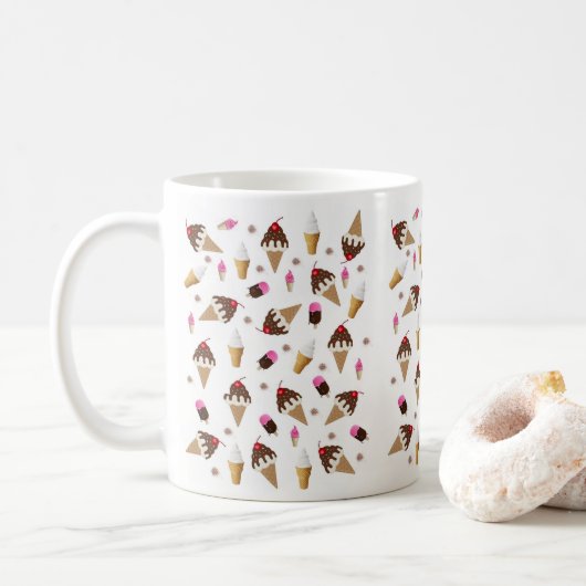 Eiscreme Schokolade Kirsche Vanille Tasse (Mit Donut)