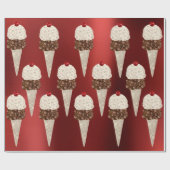 Eiscreme Schokolade Metallic Burgundy Ruby Ivory Geschenkpapier (Flach)