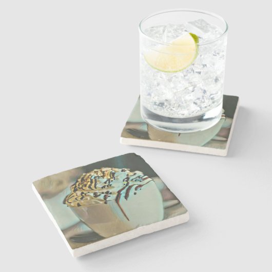 Eiscreme-Schokolade Steinuntersetzer (Seitenansicht)