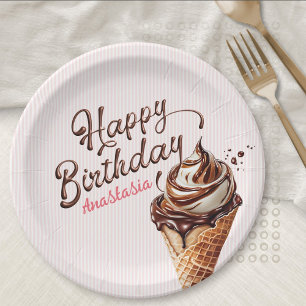 Eiscreme-Schöpfl Mädchen Geburtstag Pappteller