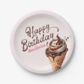 Eiscreme-Schöpfl Mädchen Geburtstag Pappteller (Vorderseite)