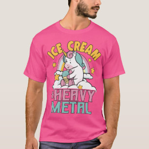 Eiscreme Schwermetall Unicorn Metall Rainbow Death T-Shirt
