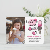 Eiscreme Scoop Geburtstagsparty Foto Einladung (Stehend Vorderseite)