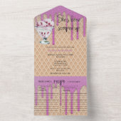 Eiscreme Scoop | Gold Pink Glitzer Brautparty All In One Einladung (Innen Boden)