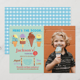 Eiscreme-Scoop-Shop-Jungen Cool Lolly Einladung