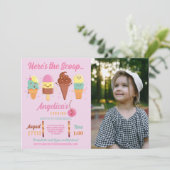 Eiscreme Scoop Shop Niedlich Girls Einladung (Stehend Vorderseite)