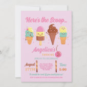 Eiscreme Scoop Shop Niedlich Girls Lolly Einladung (Vorderseite)