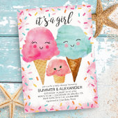 Eiscreme Scoop Sprinkles Girl Summer Baby Dusche Einladung
