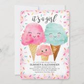 Eiscreme Scoop Sprinkles Girl Summer Baby Dusche Einladung (Vorderseite)